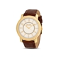 Vibrant Memories brown leather strap gold plated watch-