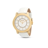 Vibrant Memories white leather strap gold plated watch