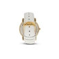 Vibrant Memories white leather strap gold plated watch-