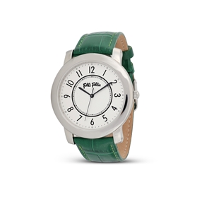 Vibrant Memories green leather strap watch-