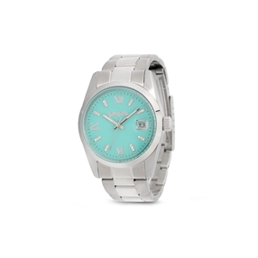 All Time bracelet watch with small case and turquoise dial-