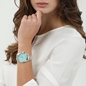 All Time bracelet watch with small case and turquoise dial-