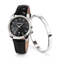 Chronos Tales Large Case Black Leather Watch Set-