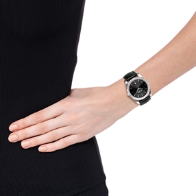 Chronos Tales Large Case Black Leather Watch Set-