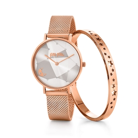 Stargaze Rose Gold Plated Mesh Bracelet Watch Set-